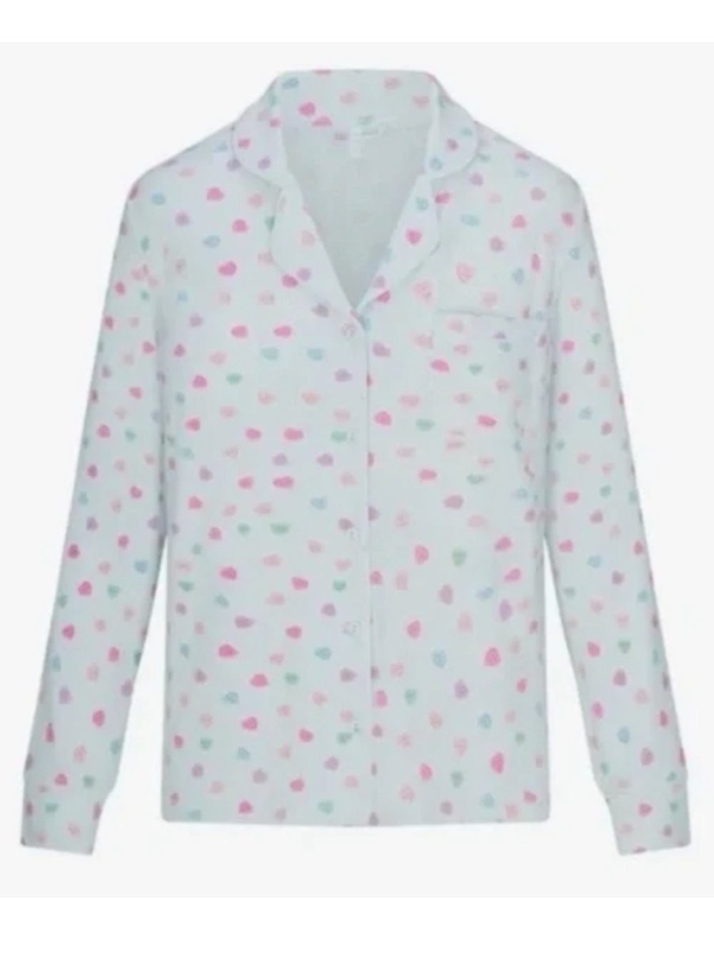 👚🩵 SKIMS Soft Lounge Ribbed Sleep TOP Cloud Candy Heart Print Size Medium/M NWT!